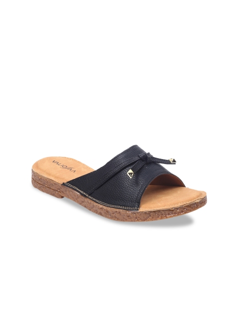 

VALIOSAA Women Black Solid Open Toe Flats
