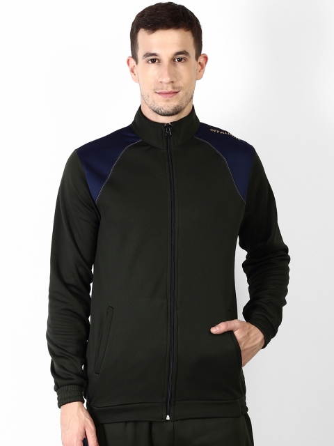 

OFF LIMITS Men Olive Green & Blue Colourblocked Lightweight Sporty Jacket