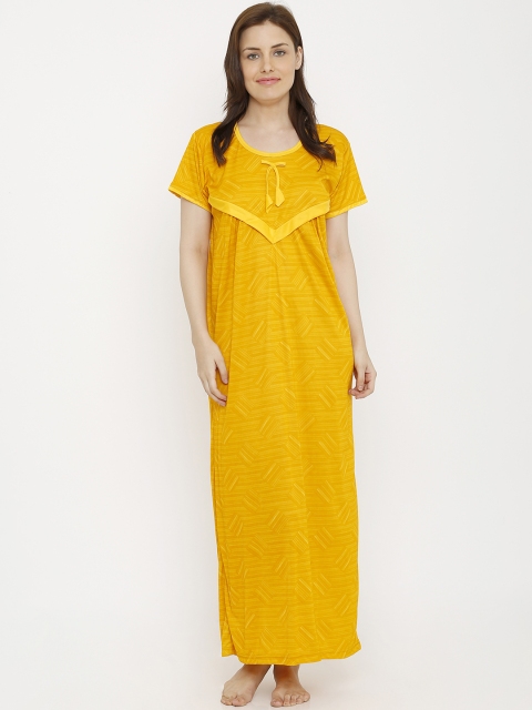 

Pretty Awesome Yellow Printed Maternity Nightdress PTAS349