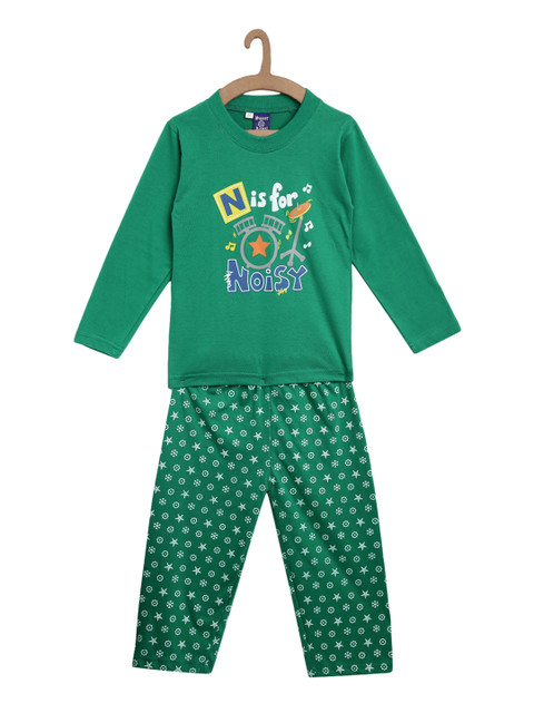 

SWEET ANGEL Unisex Green Printed Night Suit 700233