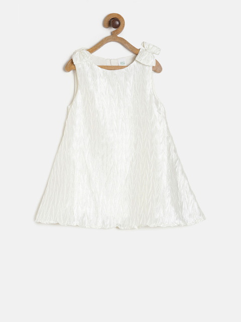 

MINI KLUB Girls Off-White Solid A-Line Dress