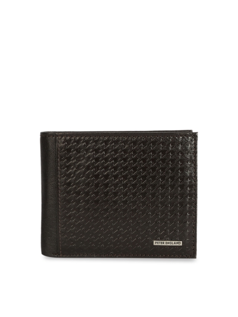 

Peter England Men Brown Textured Two Fold Wallet
