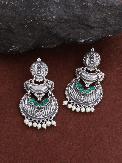 Voylla Silver-Toned Contemporary Drop Earrings