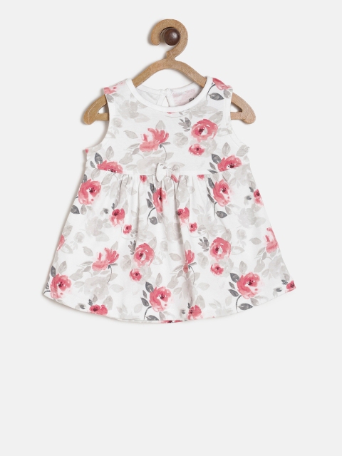 

MINI KLUB Girls White & Pink Printed Empire Dress