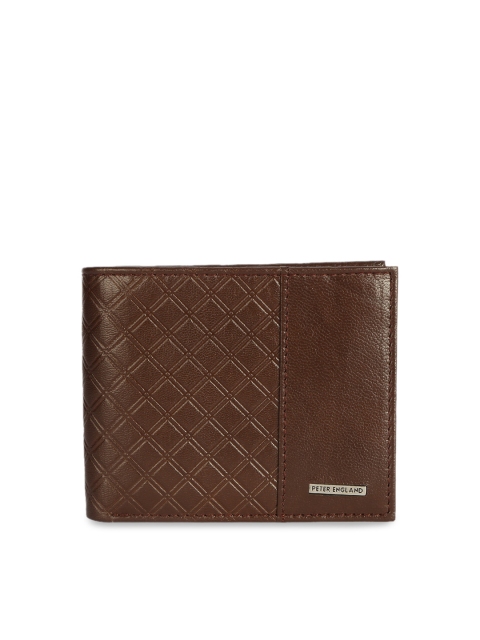 

Peter England Men Brown Self Design Two Fold Wallet