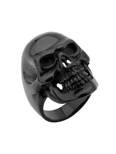 

Inox Jewelry Men Black Grinning Skull-Shaped Stainless Steel Finger Ring