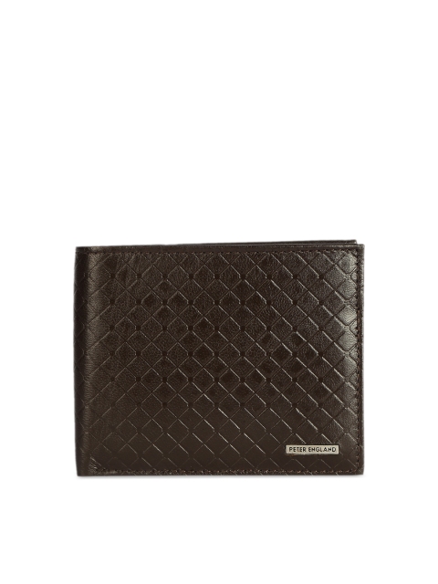 

Peter England Men Brown Textured Two Fold Wallet