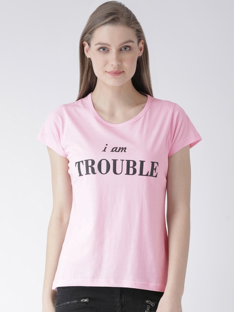 

GRIFFEL Women Pink Printed Round Neck T-shirt
