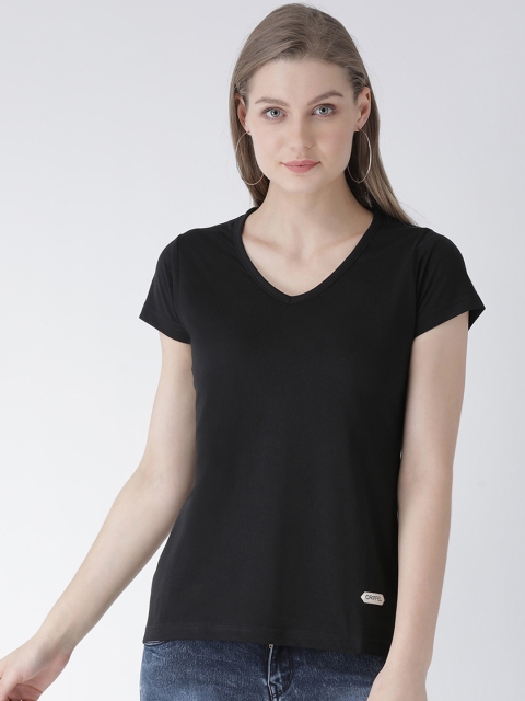 

GRIFFEL Women Black Solid Pure Cotton Top