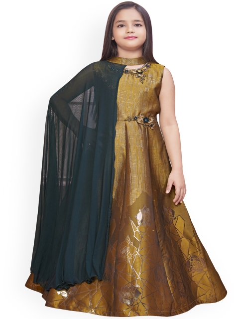 

BETTY Girls Gold-Coloured Printed Maxi Dress