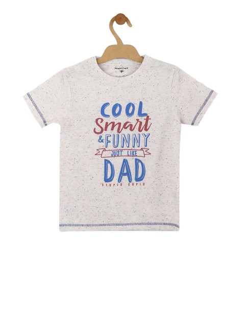 

Stupid Cupid Boys White Printed Round Neck T-shirt
