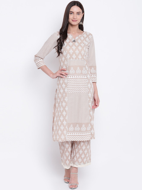 

Be Indi Women Beige Printed Straight Kurta