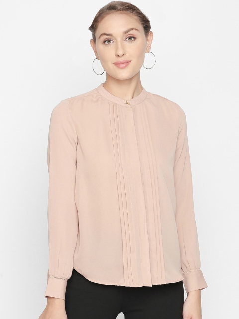 

Annabelle by Pantaloons Women Peach-Coloured Solid Shirt Style Top