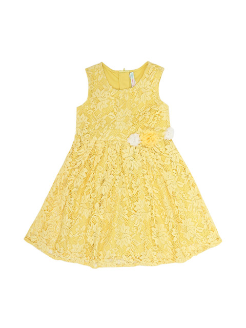 

Pantaloons Junior Girls Yellow Self Design Fit and Flare Dress