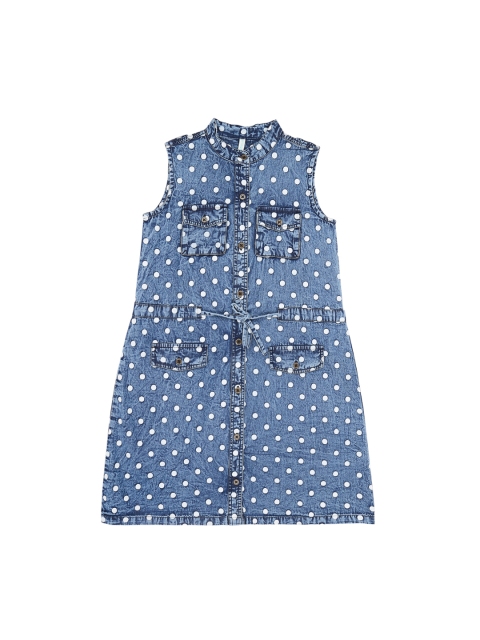 

Pantaloons Junior Girls Blue Printed Shirt Dress