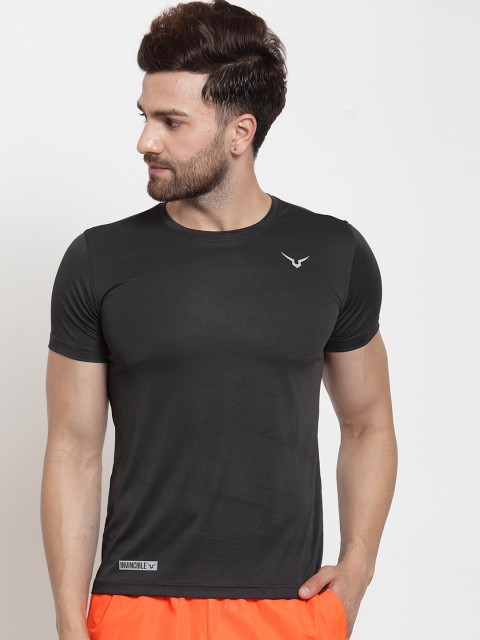 

Invincible Men Charcoal Solid Round Neck T-shirt