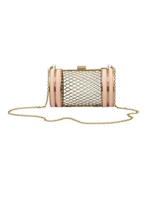 

KLEIO Pink & Gold-Toned Embellished Embellished Clutch