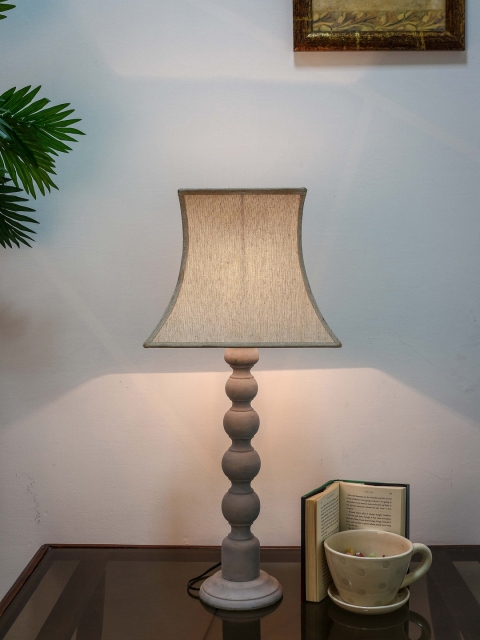 

Grated Ginger Grey & Beige Solid Handcrafted Table Lamp with Shade