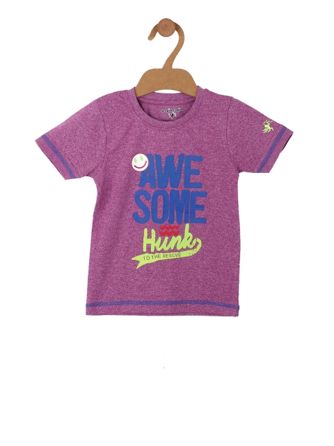 

Stupid Cupid Boys Purple Printed Round Neck T-shirt