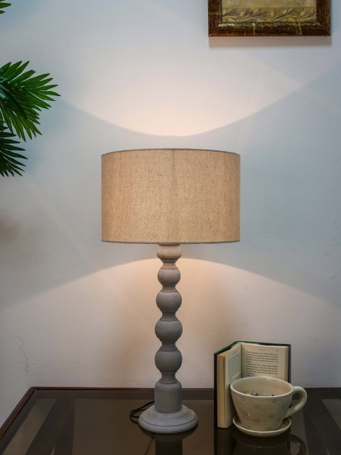 

Grated Ginger Grey & Beige Solid Handcrafted Table Lamp with Shade