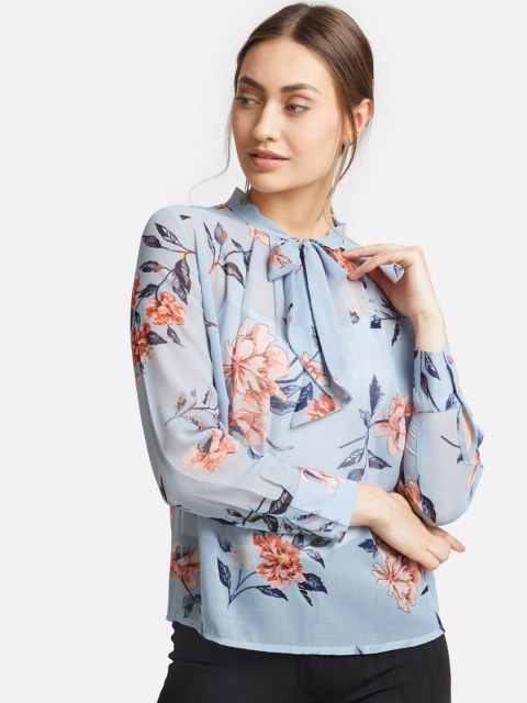 

VividArtsy Women Blue Printed Top