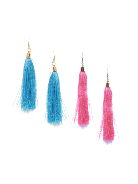 

OOMPH Gold-Toned & Blue Contemporary Drop Earrings