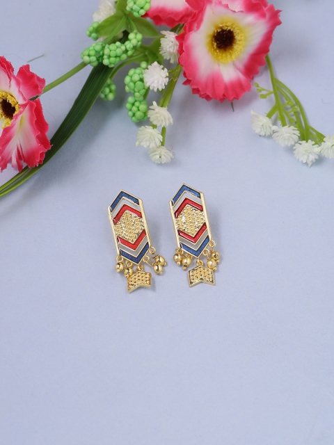 

Studio Voylla Gold-Toned & Red Handcrafted Geometric Studs