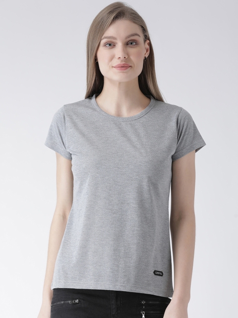 

GRIFFEL Women Grey Solid Round Neck T-shirt