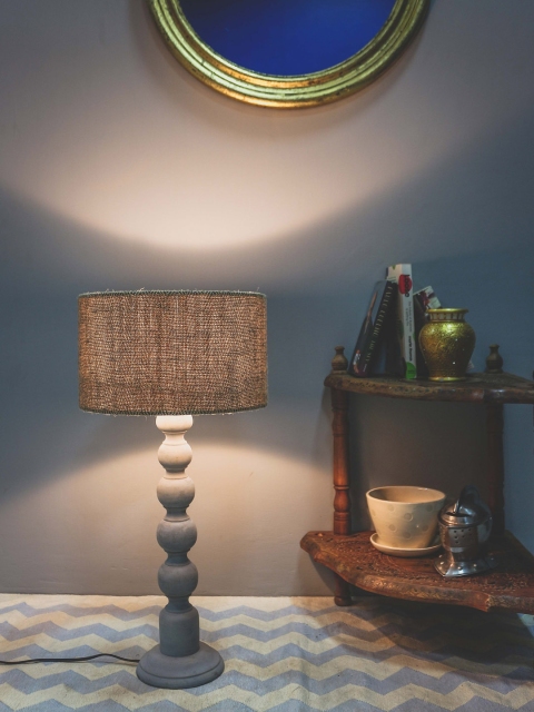 

Grated Ginger Grey Self Design Handcrafted Table Lamp