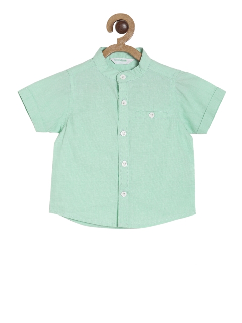 

MINI KLUB Boys Mint Green Regular Fit Solid Casual Shirt