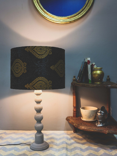 

Grated Ginger Grey Printed Handcrafted Table Lamp with Shade