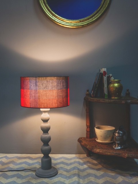 

Grated Ginger Grey & Multicoloured Solid Handcrafted Table Lamp with Shade