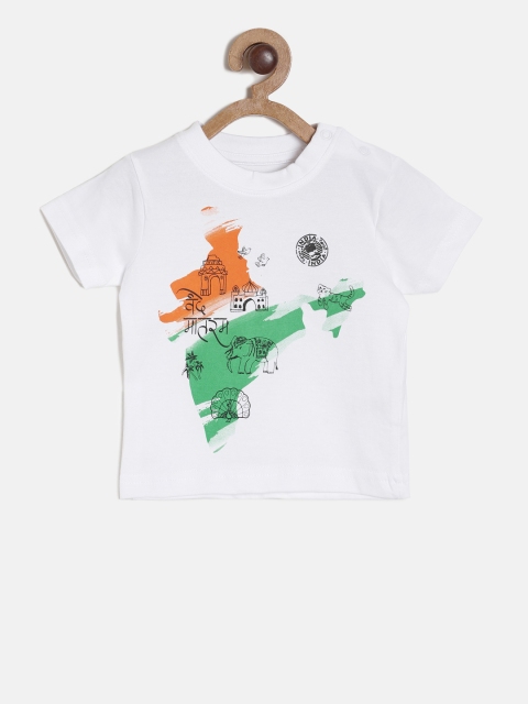 

MINI KLUB Unisex White Printed Pure Cotton Top