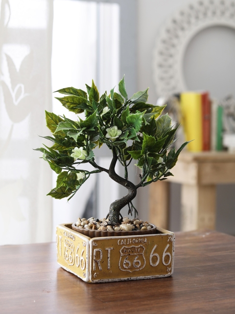 

OddCroft White & Green Bonsai Plant with Route66 Pot