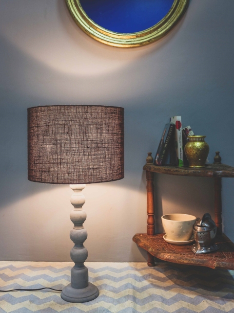 

Grated Ginger Grey Self Design Handcrafted Table Lamp