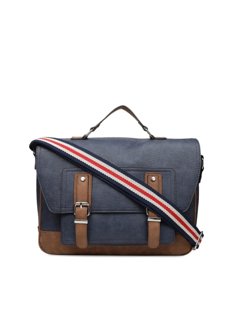

ALDO Men Blue & Tan Brown Colourblocked Messenger Bag