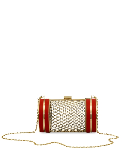 

KLEIO Red & Gold-Toned Embellished Clutch