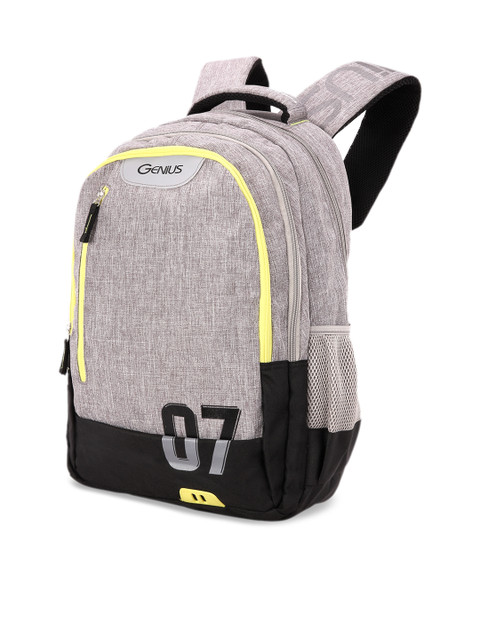 

Genius Unisex Grey Solid 19inches Large Campus Backpack