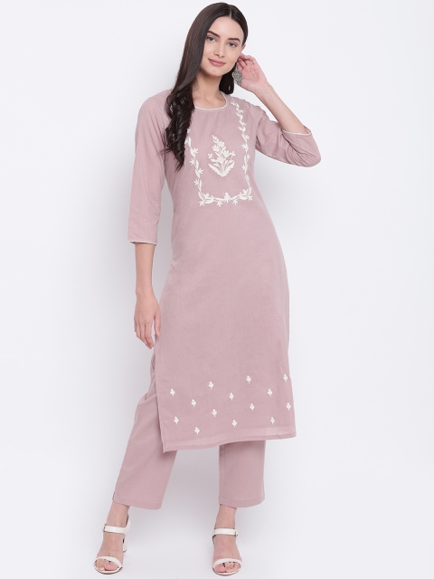 

Be Indi Women Mauve Embroidered Kurta with Palazzos