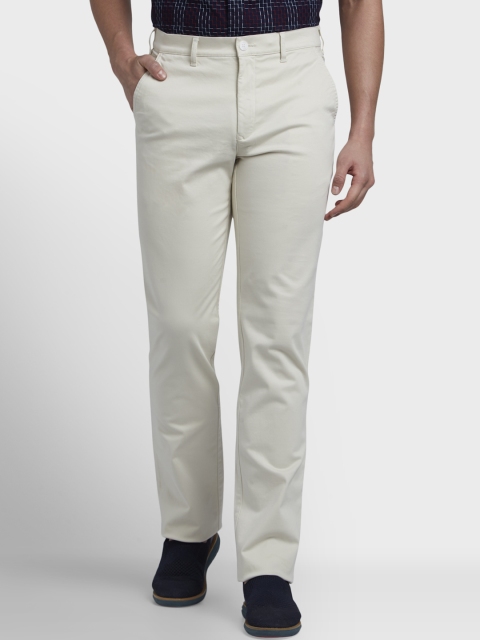 

ColorPlus Men White Regular Fit Solid Regular Trousers