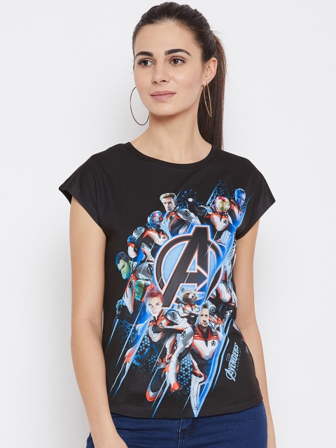

Marvel by Wear Your Mind Women Black Printed Round Neck T-shirt