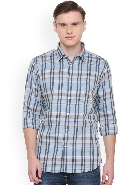 

Van Heusen Sport Men Blue & Grey Slim Fit Checked Casual Shirt