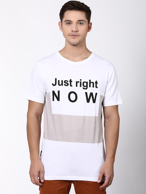 

Blue Saint Men White Printed Round Neck T-shirt