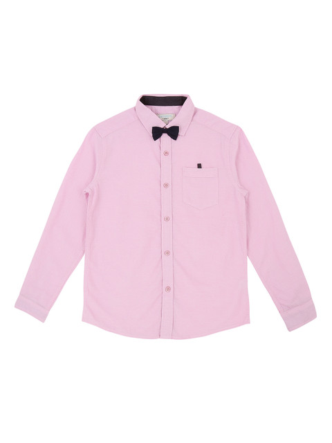 

Pantaloons Junior Boys Pink Regular Fit Self Design Party Shirt