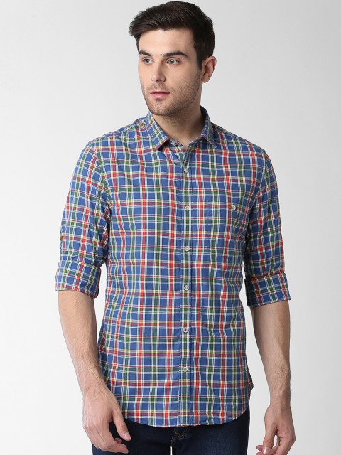 

Peter England Casuals Men Blue Slim Fit Checked Casual Shirt