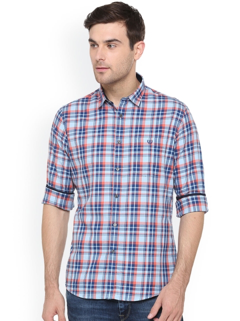 

Van Heusen Sport Men Blue & Pink Slim Fit Checked Casual Shirt