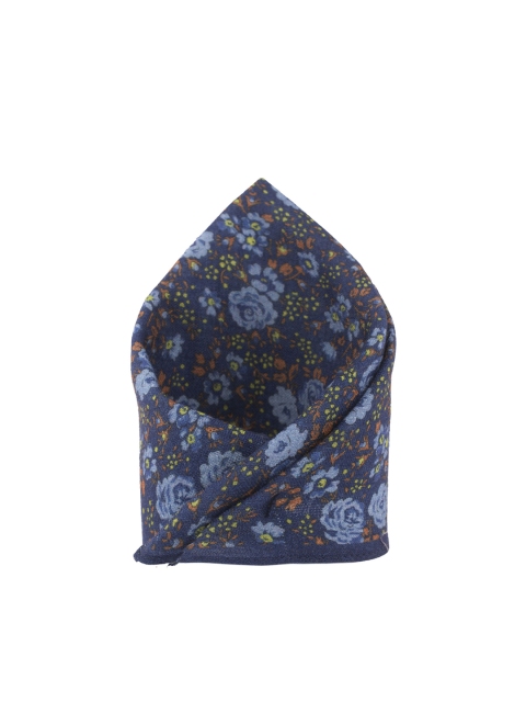

The Tie Hub Men Blue Printed Silk Pocket Square