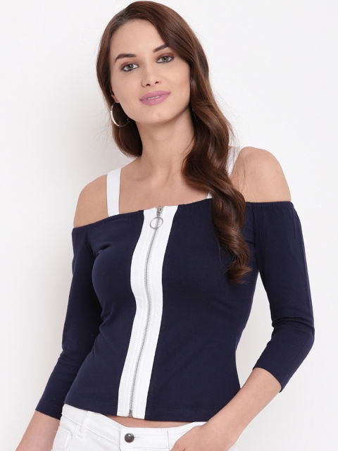 

Texco Women Navy Blue Colourblocked Top