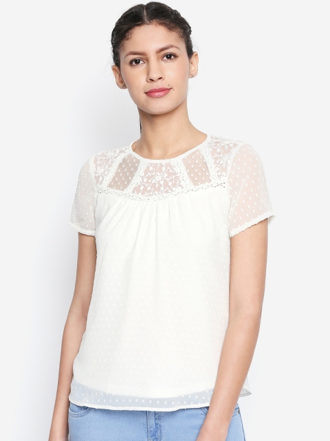 

Honey by Pantaloons Women White Self Design Top