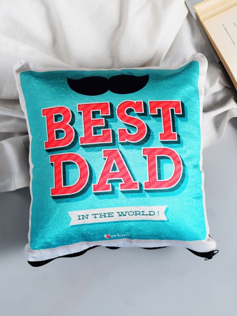 

Archies Teal Blue Printed Square Cushion